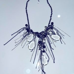 Express multi-beaded fringe necklace